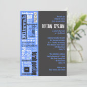 MITZVAH WORDS DIT Barre Bat mitzvah Invitation (Debout devant)