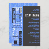 MITZVAH WORDS DIT Barre Bat mitzvah Invitation (Devant / Derrière)