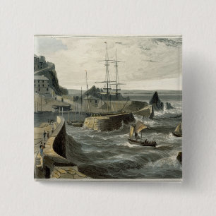 Mivagissey, Cornwall, uit boekje VIII van 'A Voyag Vierkante Button 5,1 Cm