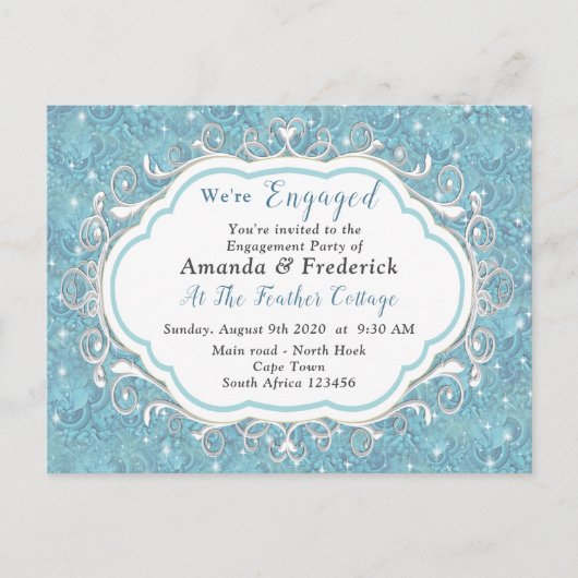 Mix Blue Pattern Repeats & White Lace Uitnodiging Briefkaart (Voorkant)