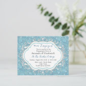 Mix Blue Pattern Repeats & White Lace Uitnodiging Briefkaart (Staand voorkant)