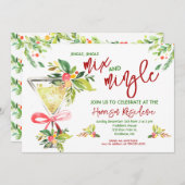 Mix en Mingle Kerstfeest, Cocktail Kerstmis Kaart (Voorkant / Achterkant)