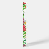 Mix-fruit tropical, fleurs et feuilles sur blanc (Côté gauche)