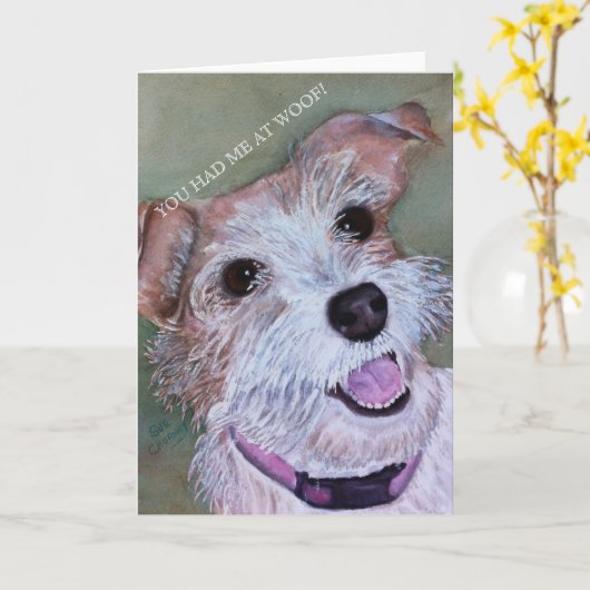 MIX TERRIER Brown ET BLANC | Carte de vœux (Fleur jaune)
