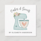 Mixage de gâteau Floral bleu Carte de visite (Devant)