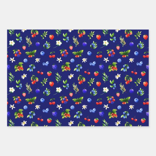 Mixed Berries Pattern Inpakpapier Vel (Voorkant 2)