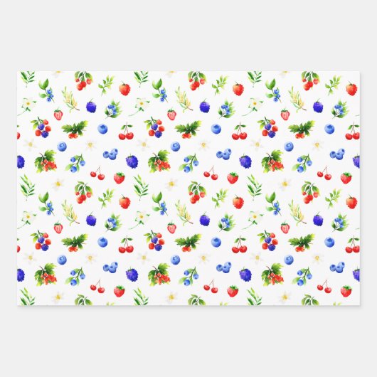Mixed Berries Pattern Inpakpapier Vel (Voorkant)