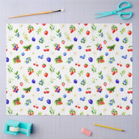 Mixed Berries Pattern Tissuepapier (Craft)