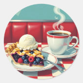 Mixed Berry Pie, ijs en koffie Ronde Sticker (Voorkant)