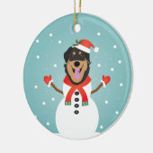 Mixed Dog Kerstmis Snowman Ceramic Ornament (Links)