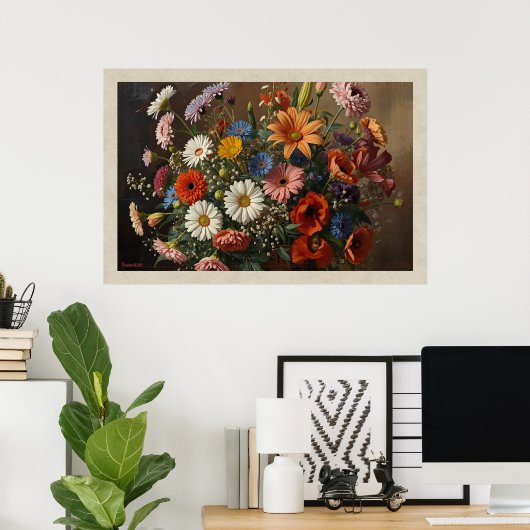 Mixed Flowers Poster (Thuiskantoor)