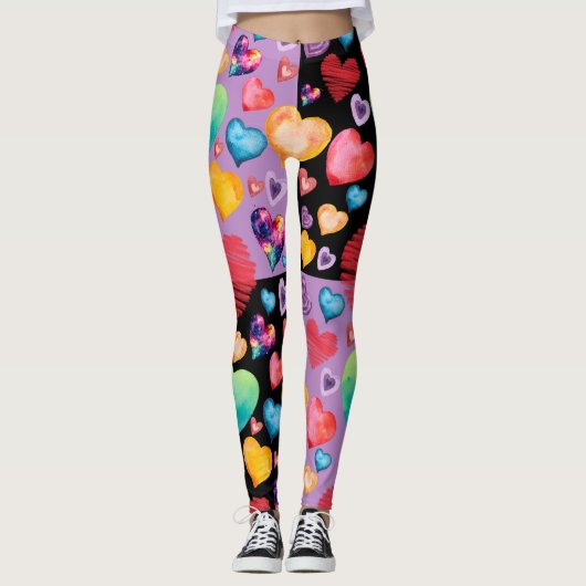 Mixed Hearts-patroon Leggings (Voorkant)