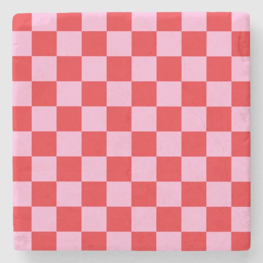 Mixed Light Pink Checkered Stenen Onderzetter (Voorkant)