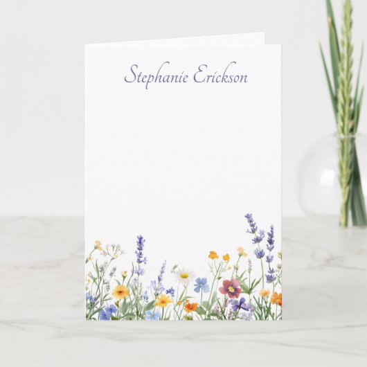 Mixed Meadow Wildflower Personalized Stationery (Devant)