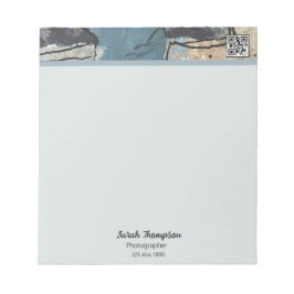 Mixed Media Abstract Grijs Grijs Blauw QR Code Notitieblok