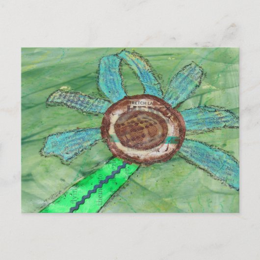Mixed Media Bloem op Groen Briefkaart (Voorkant)