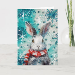 Mixed Media Bunny Print Kerst Kaart AP4448B1