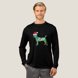 Mixed media collage art DOG PUPPY in Santa Hat Tri-Blend Shirt