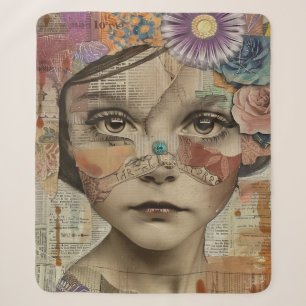 Mixed Media Collage Portret Kunst (10) Sherpa Deken