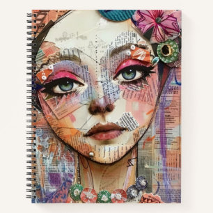 Mixed Media Collage Portret Kunst (11) Notitieboek