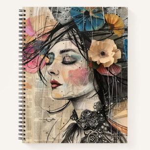 Mixed Media Collage Portret Kunst (2) Notitieboek
