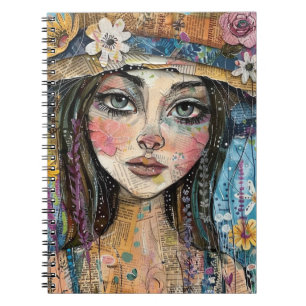 Mixed Media Collage Portret Kunst (3) Notitieboek