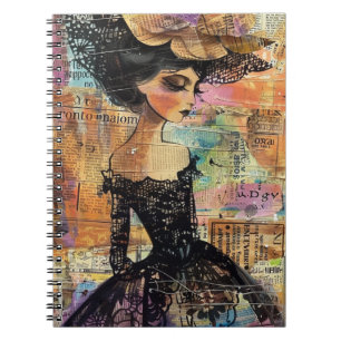 Mixed Media Collage Portret Kunst (4) Notitieboek