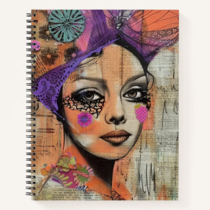 Mixed Media Collage Portret Kunst (5) Notitieboek