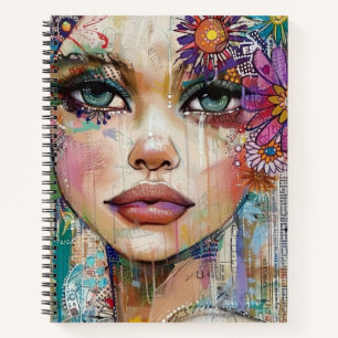 Mixed Media Collage Portret Kunst (6) Notitieboek