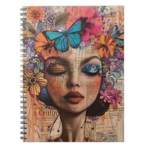 Mixed Media Collage Portret Kunst (7) Notitieboek