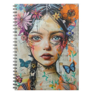 Mixed Media Collage Portret Kunst (9) Notitieboek