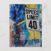 mixed media collage Speed Limit Briefkaart (Voorkant)
