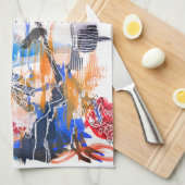 Mixed Media Crow Abstracte keukenhanddoek (Quarter Fold)