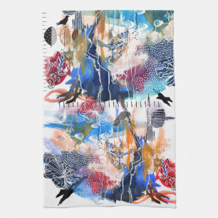 Mixed Media Crow Abstracte keukenhanddoek