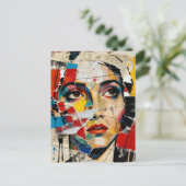 Mixed media Face Collage Briefkaart (Staand voorkant)