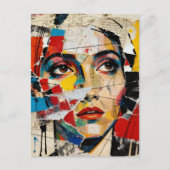 Mixed media Face Collage Briefkaart (Voorkant)