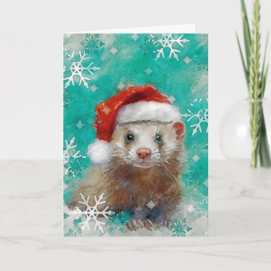 Mixed Media Ferret Print Kerst Kaart AP444B1 (Voorkant)