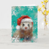 Mixed Media Ferret Print Kerst Kaart AP444B1 (Gele Bloem)