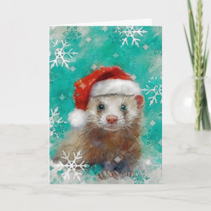 Mixed Media Ferret Print Kerst Kaart AP444B1
