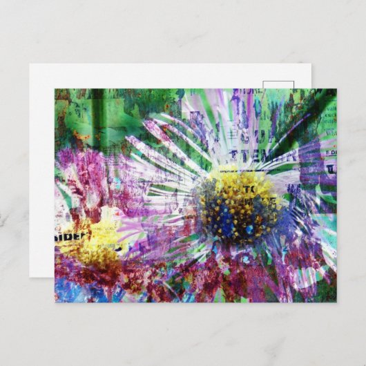 Mixed Media Flower Collage Briefkaart (Voorkant / Achterkant)