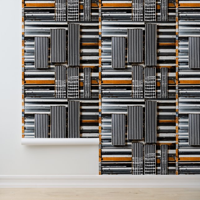 Mixed Media Grid Stripe No. 4 Behang (Applicatie)
