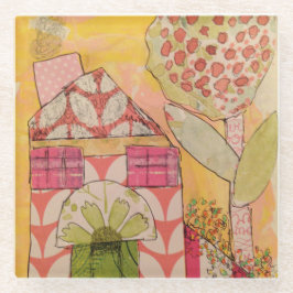 Mixed Media House Glazen Onderzetter