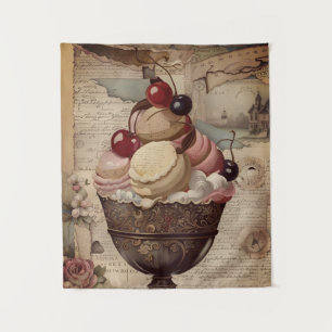 Mixed Media Icecream Collage Tapestry Wandkleed