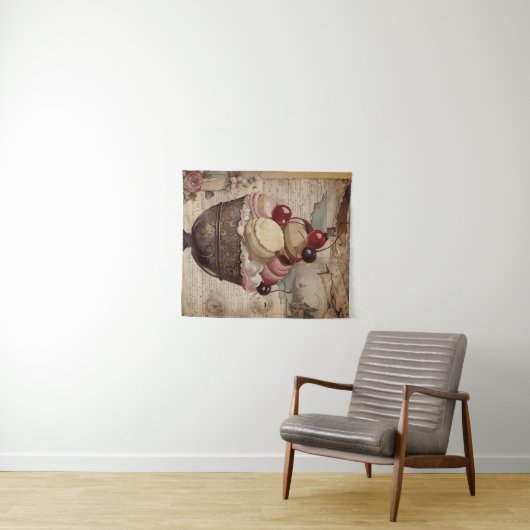 Mixed Media Icecream Collage Tapestry Wandkleed (In Situ (horizontaal))