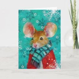 Mixed Media Muis Print Kerst Kaart AP451B1