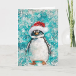 Mixed Media Penguin Print Vakantie Kaart AP457B1