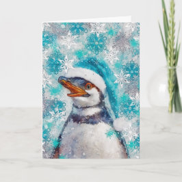 Mixed Media Penguin Print Vakantie Kaart AP459B1