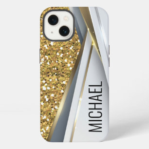 Mixed Metal 3D Glitter Goud Monogram Case-Mate iPhone 13 Hoesje