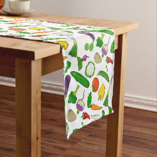Mixed Vegetables Patroon Illustraties Korte Tafelloper