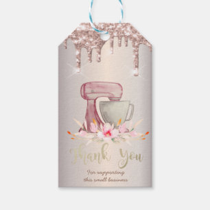 Mixer Bloemen Roze Goud Glittersprenkels Bakkerij Cadeaulabel